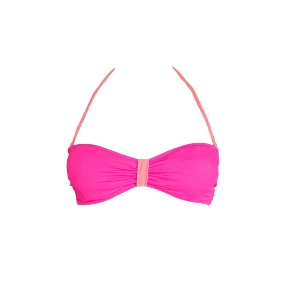 Victoria’s Secret Neon Pink Bandeau Bikini Top L 36C-D 38A-C Halter Padded Swim